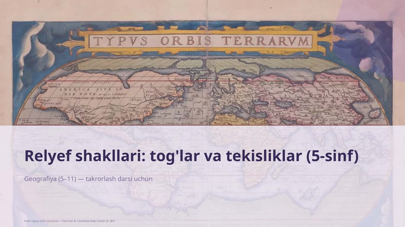 Relyef shakllari: tog'lar va tekisliklar (5-sinf) 1