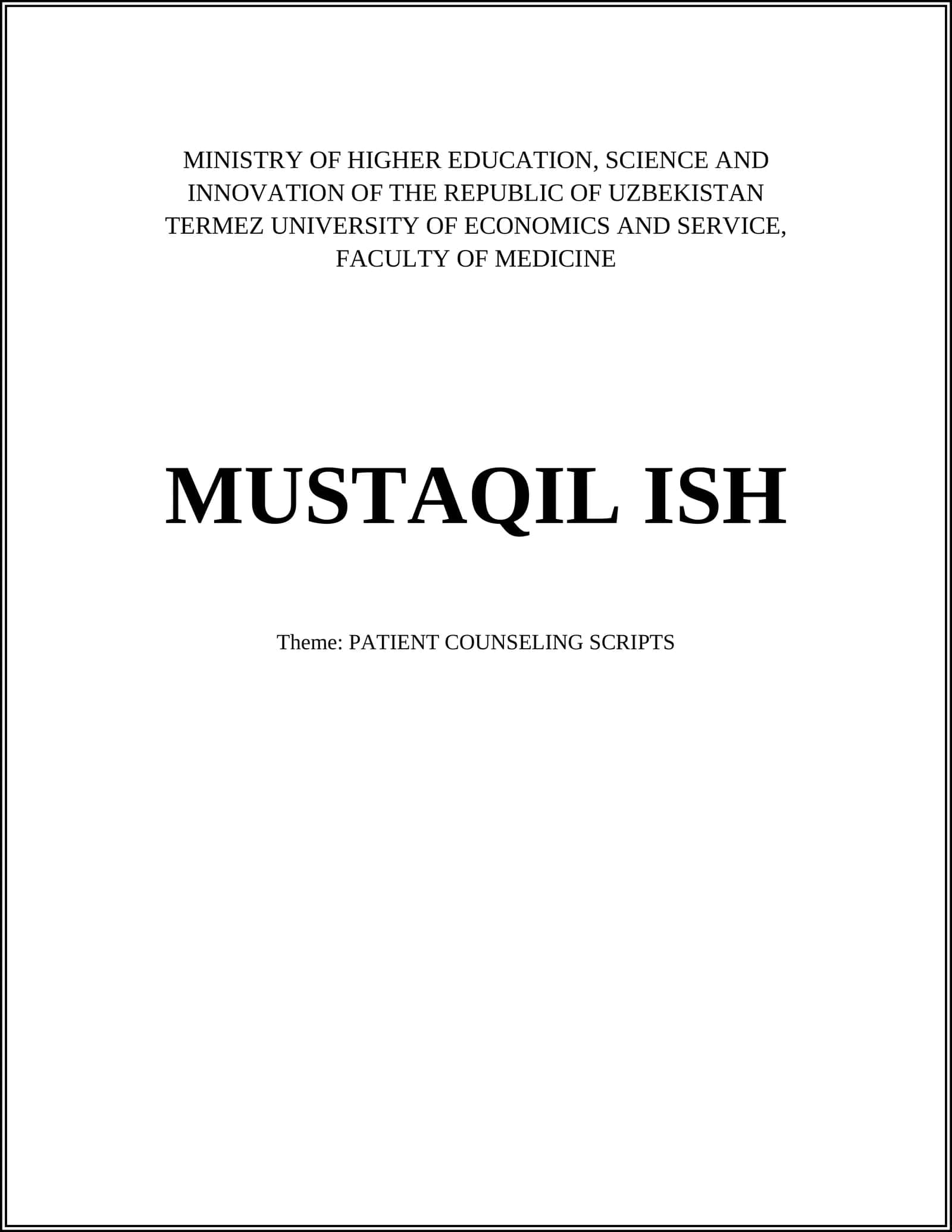 PATIENT COUNSELING SCRIPTS 1