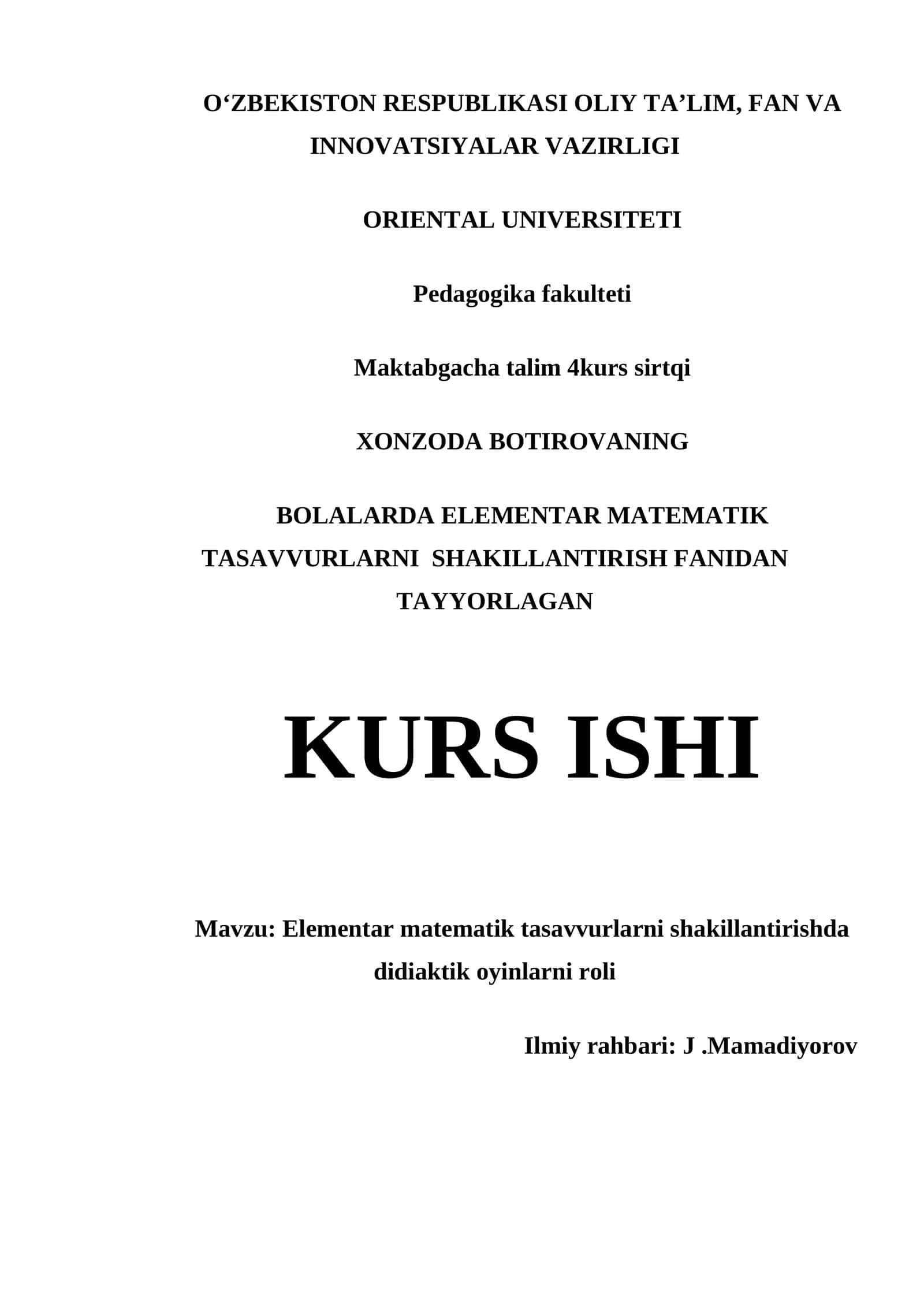 Elementar matematik tasavvurlarni shakillantirishda didiaktik oyinlarni roli 1