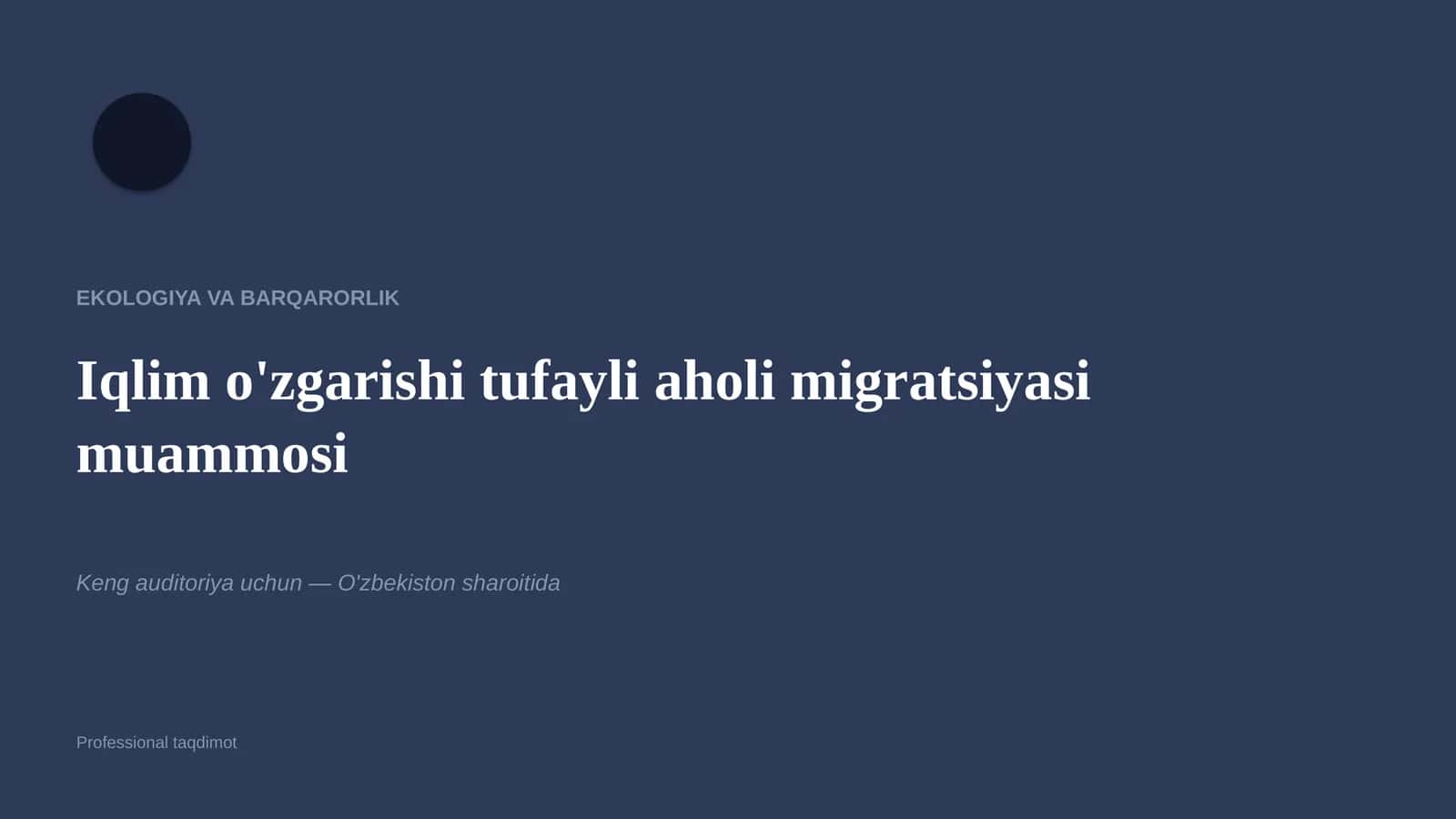 Ekologiya va Barqarorlik 1