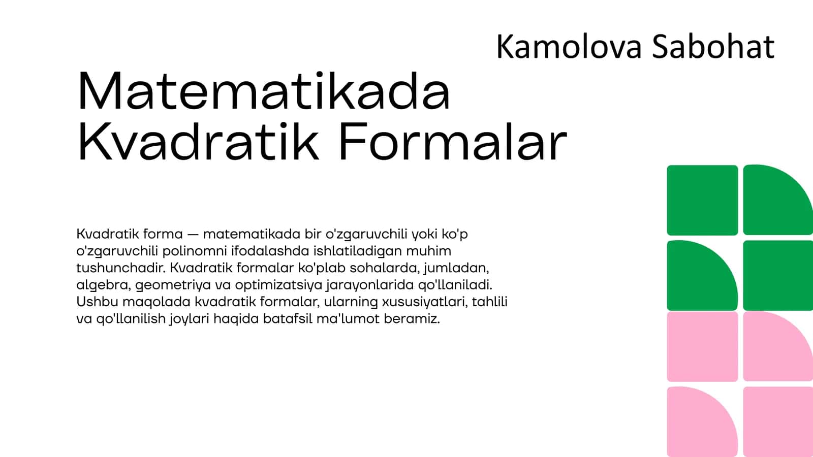 Kvadratik Formalar 1