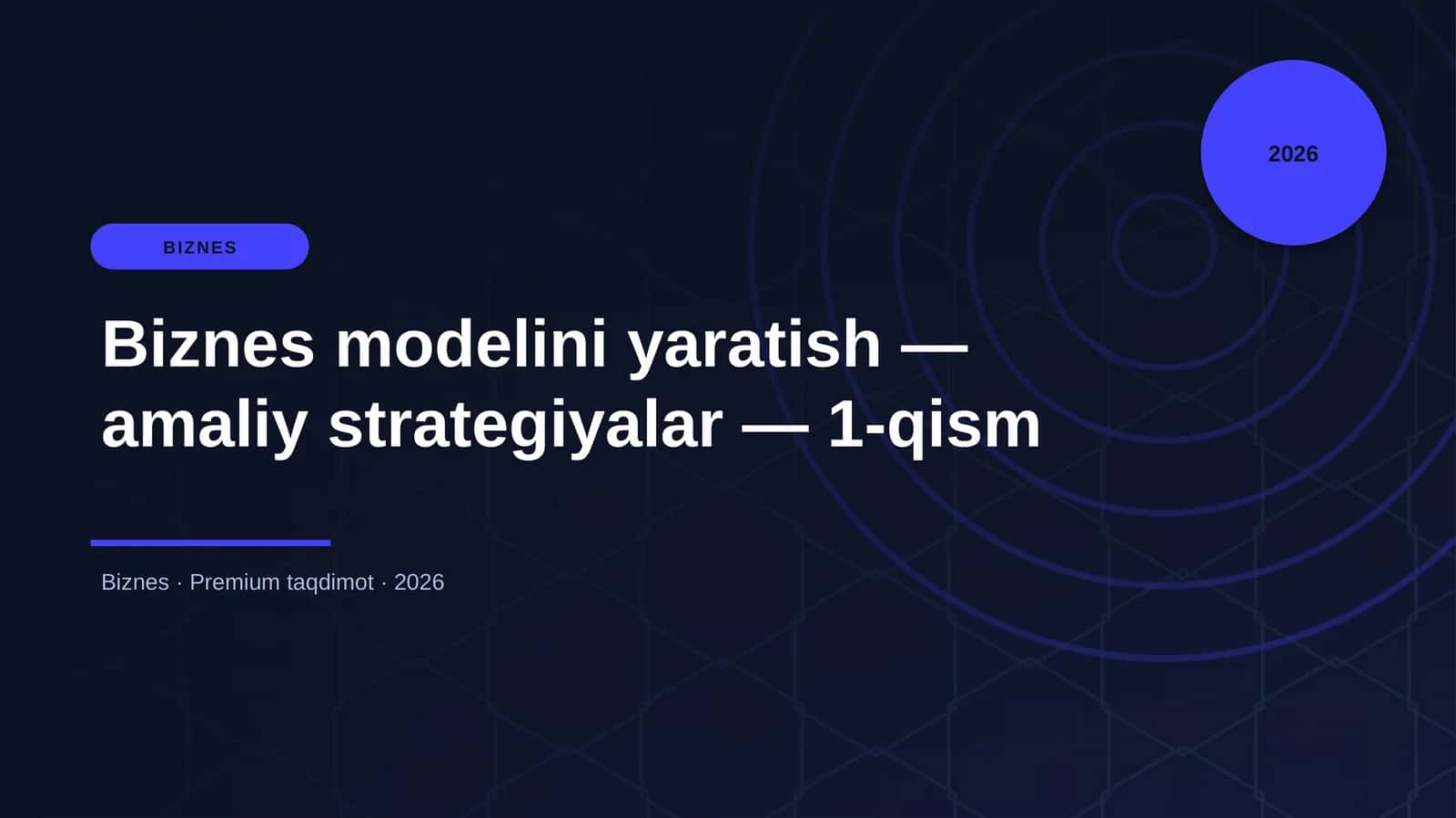 Biznes modelini yaratish — amaliy strategiyalar — 1-qism 1