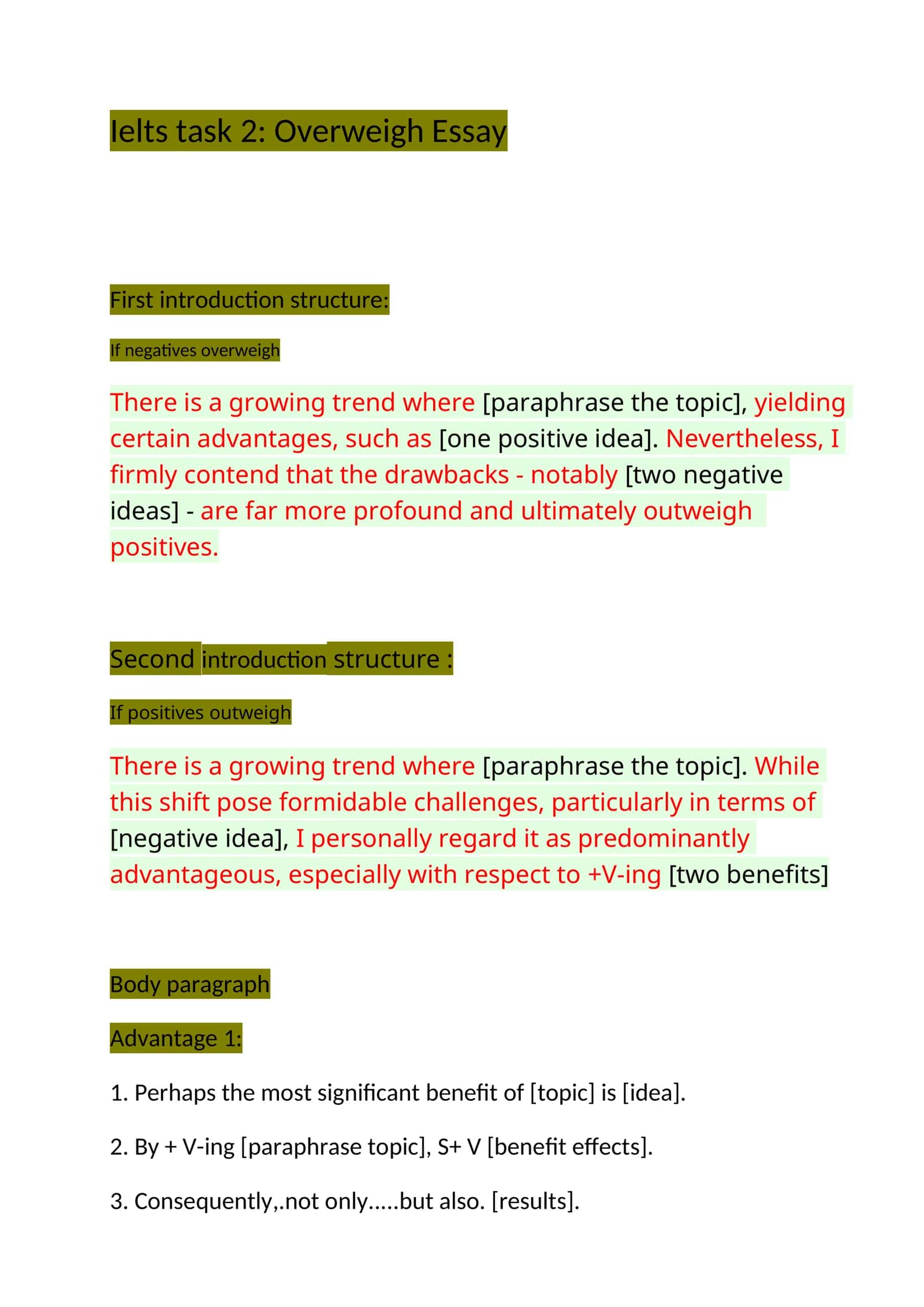 IELTS Task 2: Overweigh Essay 1