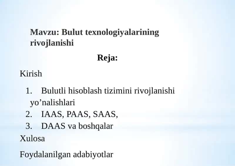 Buluttexnologiyalarining rivojlanishi 1