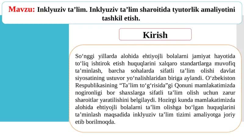 Inklyuziv ta’lim sharoitida tyutorlik amaliyotini tashkil etish 1