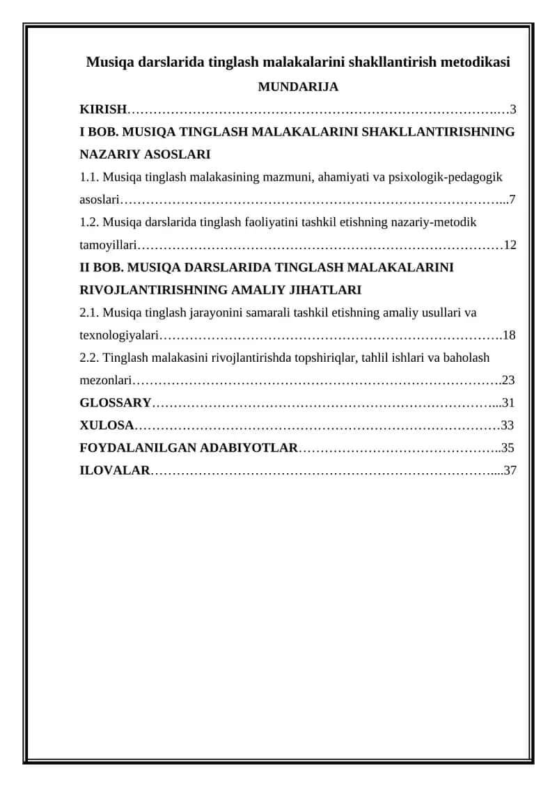 Musiqa darslarida tinglash malakalarini shakllantirish metodikasi 1