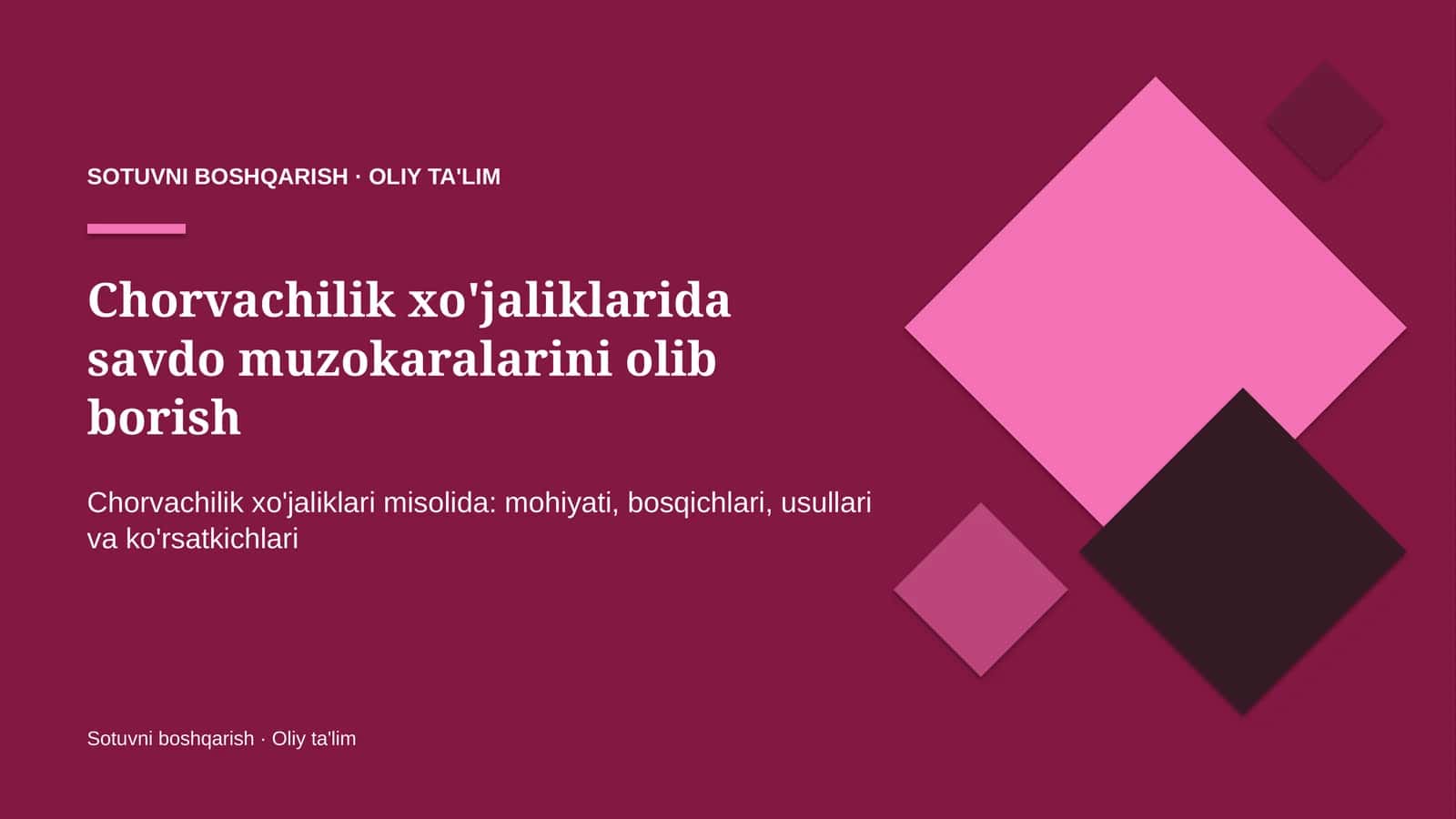 Chorvachilik xo'jaliklarida savdo muzokaralarini olib borish 1