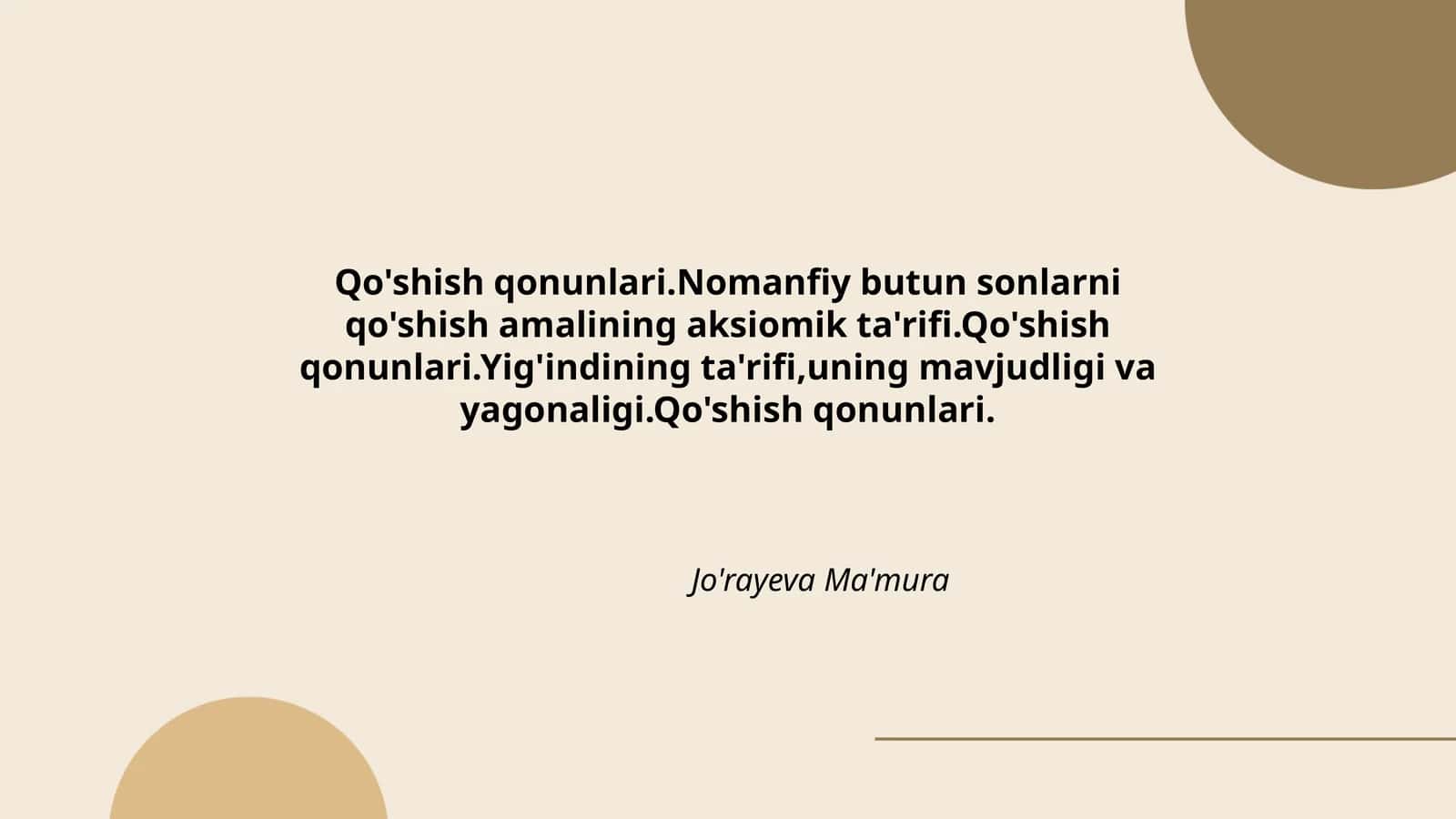 Qo'shish qonunlari 1