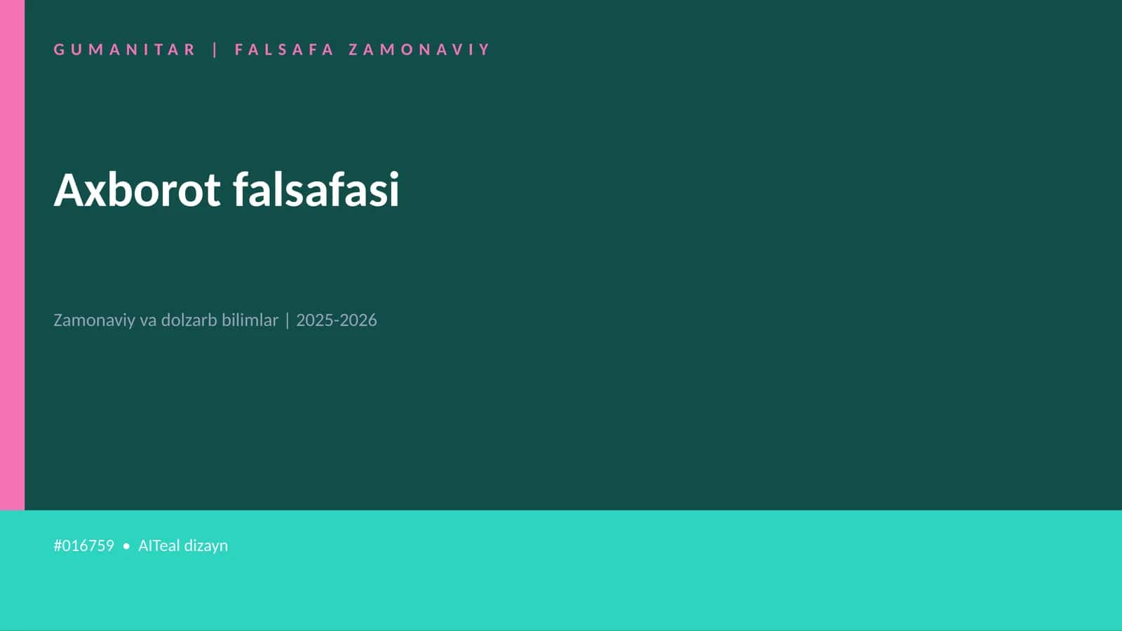 Axborot falsafasi 1