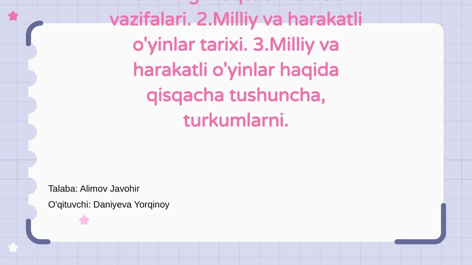 Milliy va harakatli o'yinlar 1