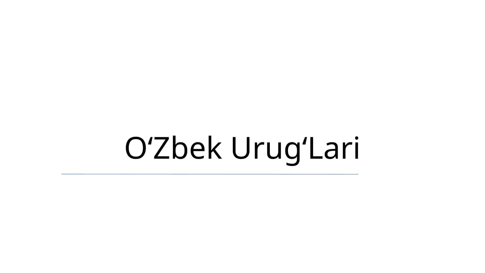 Oʻzbek UrugʻLari 1