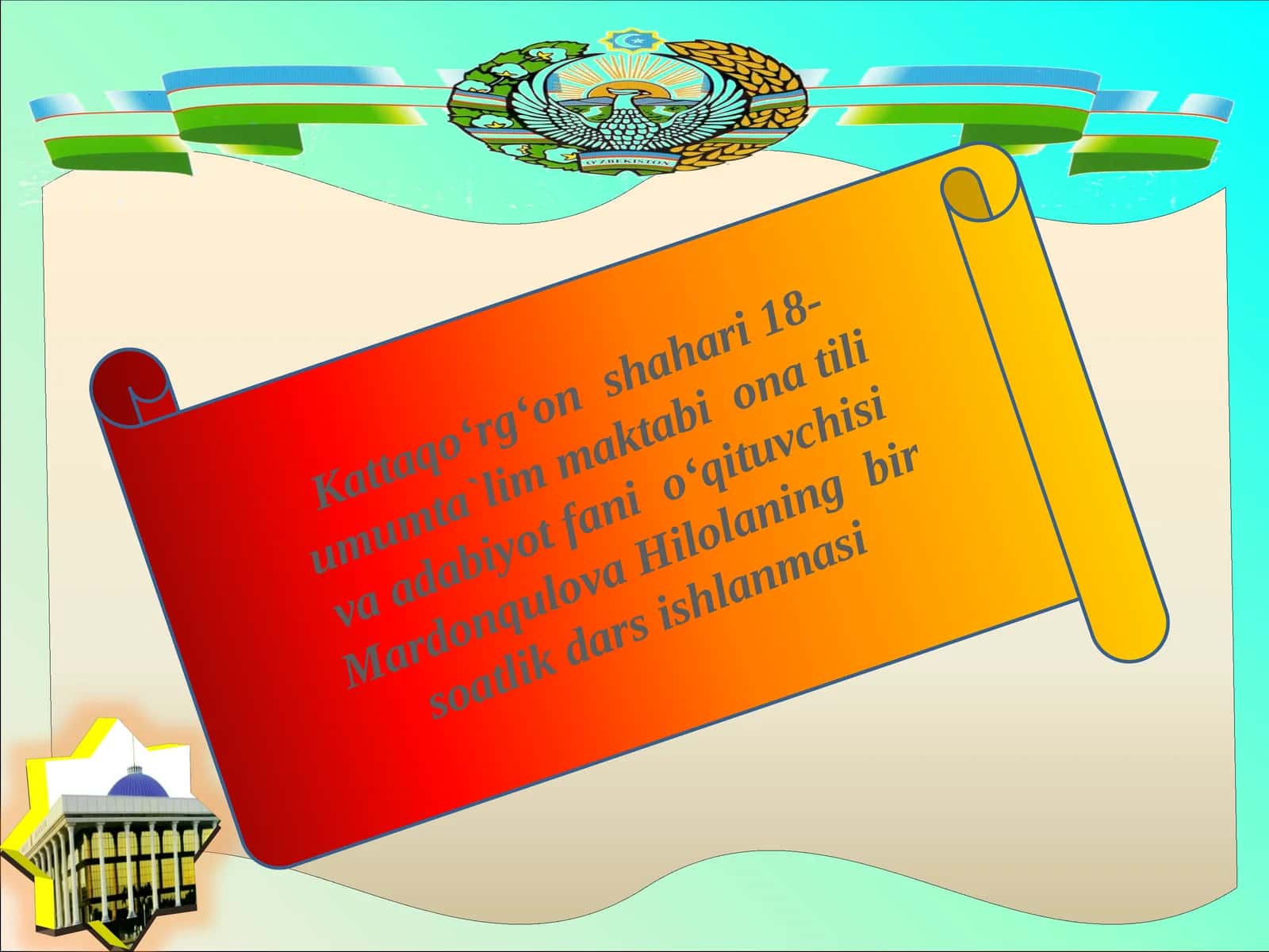 Mardonqulova Hilolaning bir soatlik darsishlanmasi 1