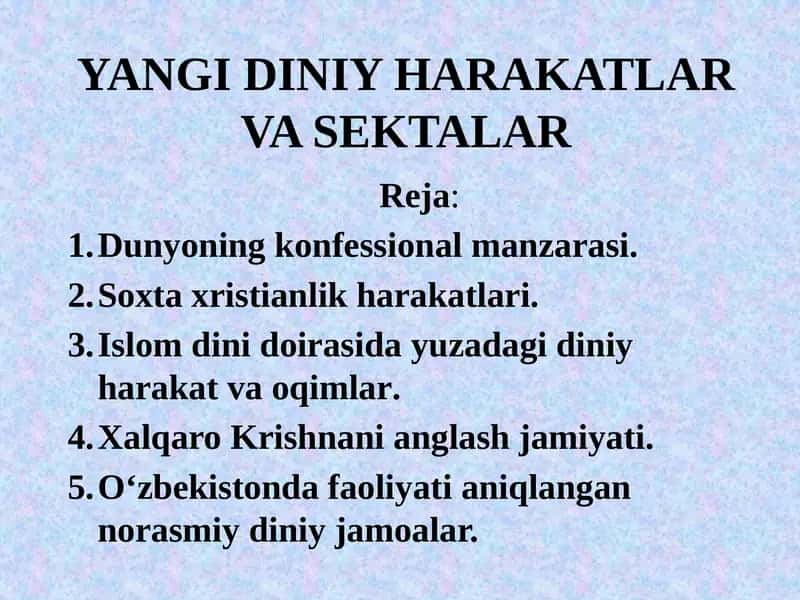 Yangi diniy harakatlar va sektalar 1