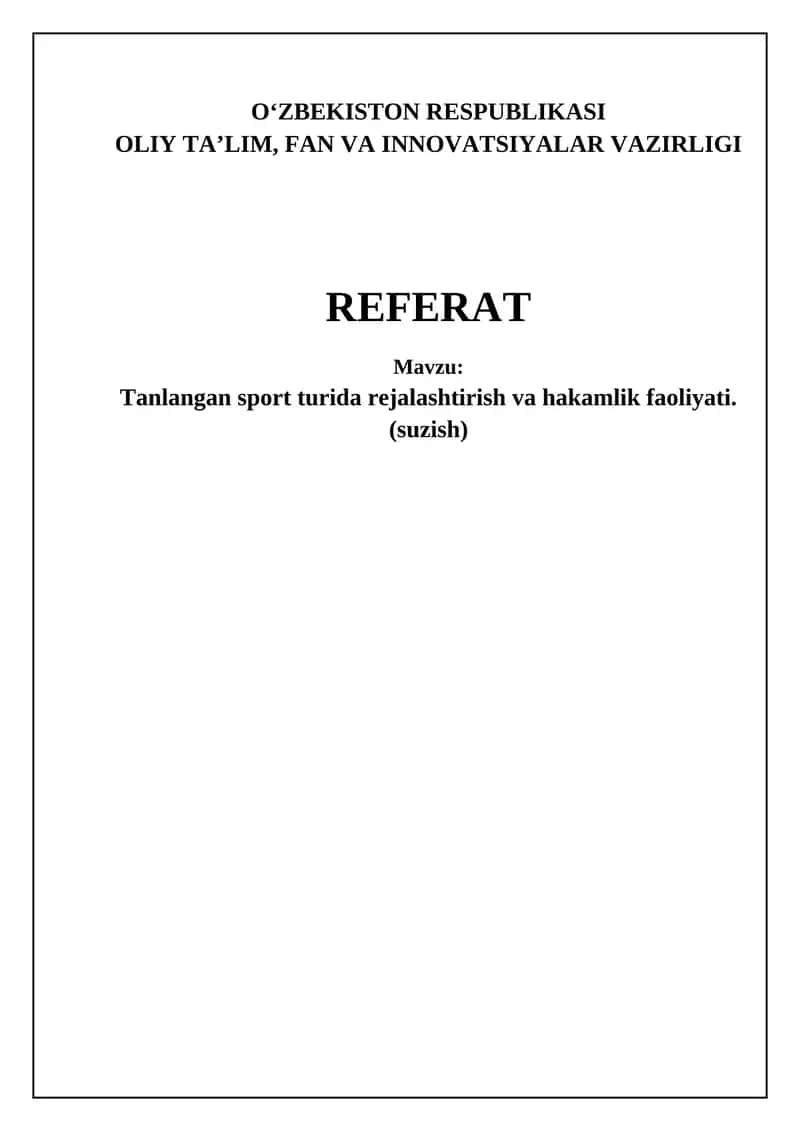 Tanlangan sport turida rejalashtirish va hakamlik faoliyati 1