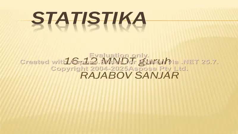 Variatsiya, assimetriya va ekses ko’rsatgichlari 1