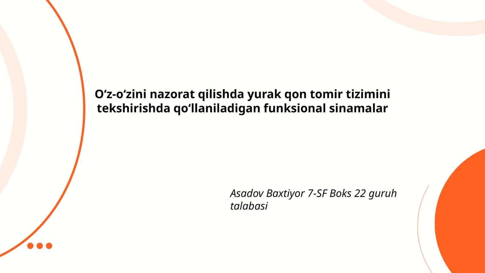Yurak qon tomir tizimini tekshirish sinamalari 1