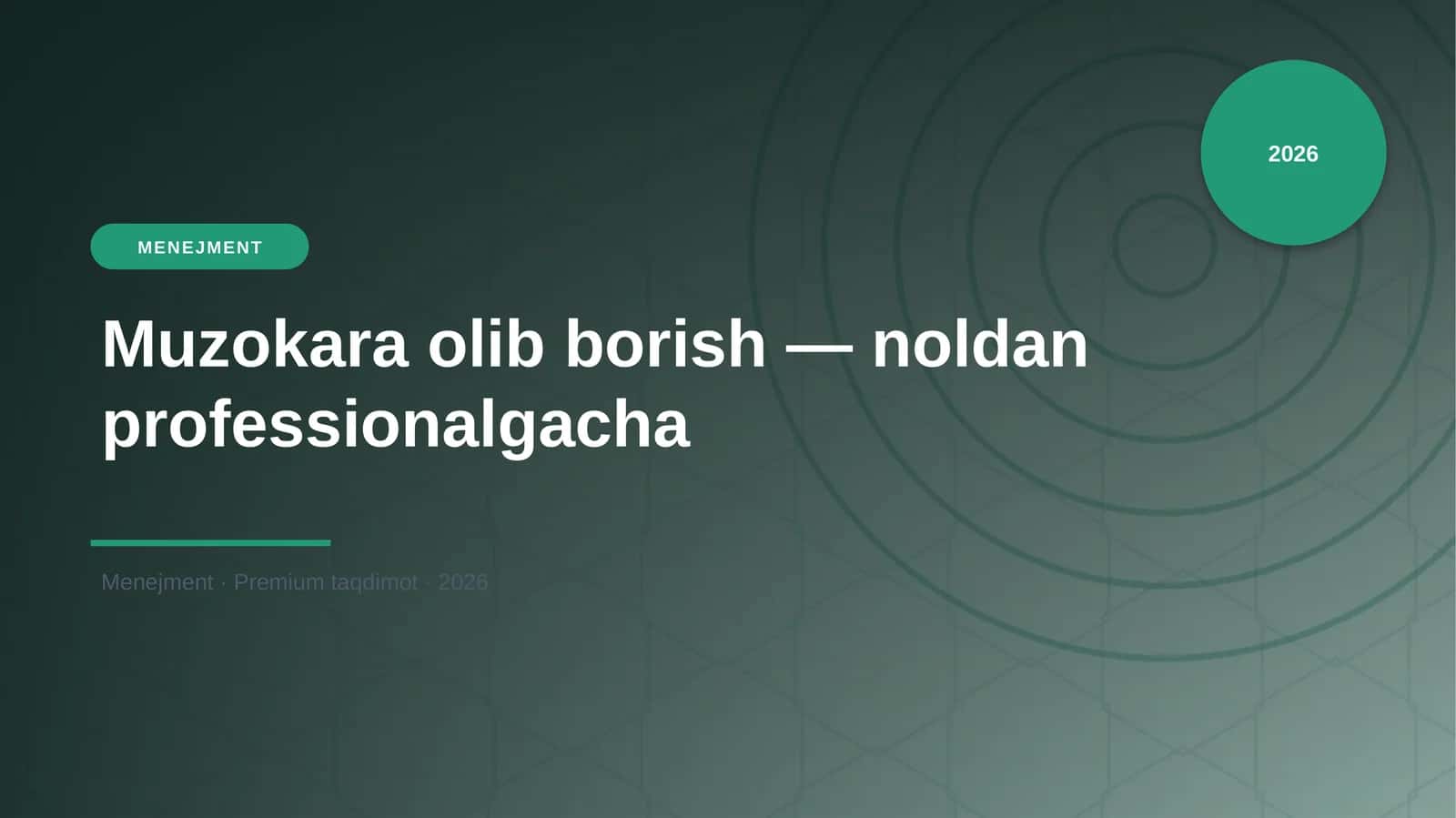 Muzokara olib borish — noldan professionalgacha 1
