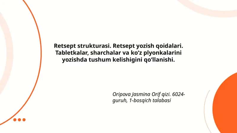 Retsept strukturasi. Retsept yozish qoidalari 1