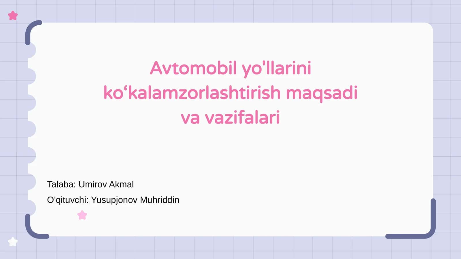 Avtomobil yo'llarini ko‘kalamzorlashtirish maqsadi va vazifalari 1