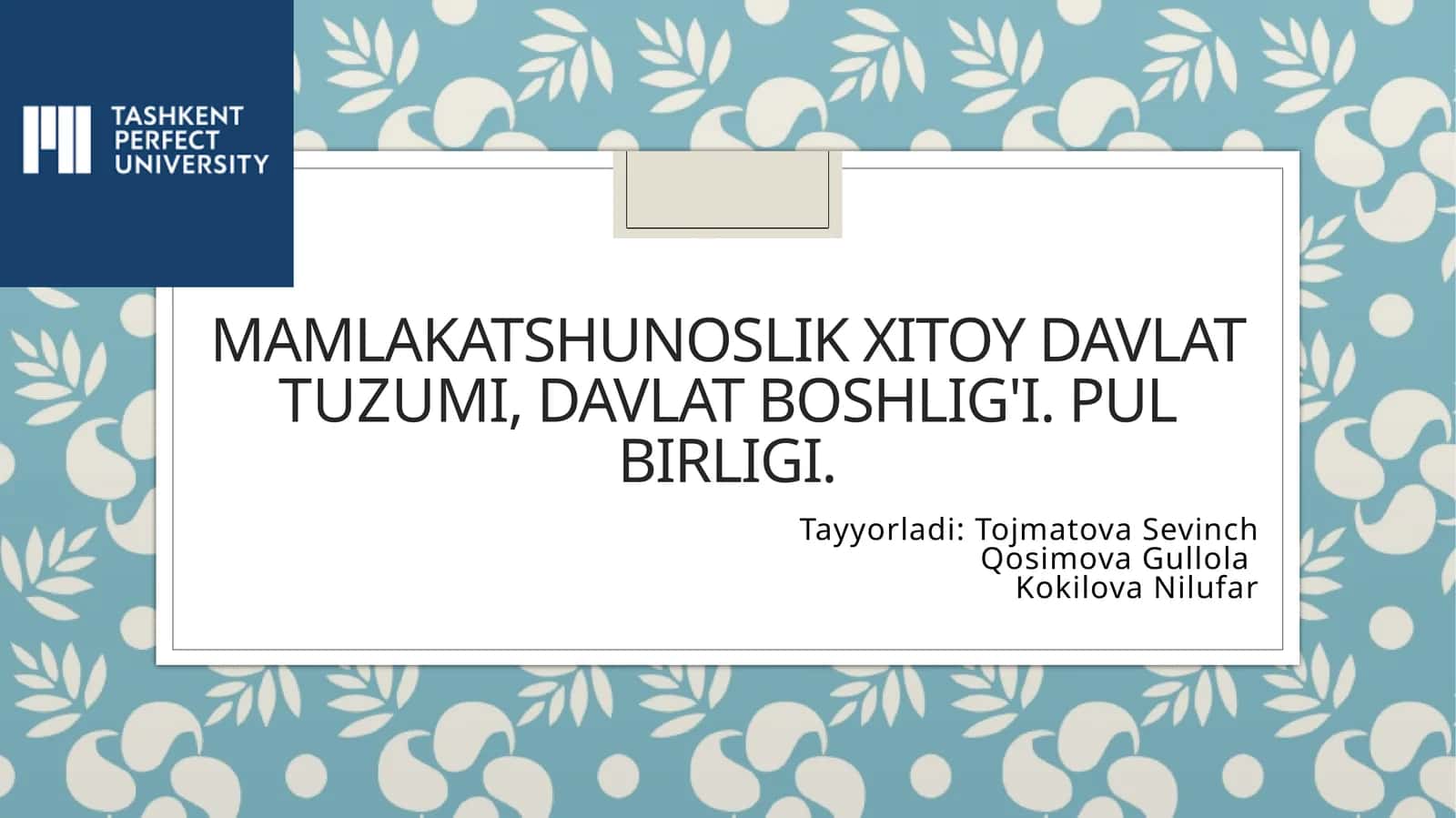 Xitoy Davlat Tuzumi 1