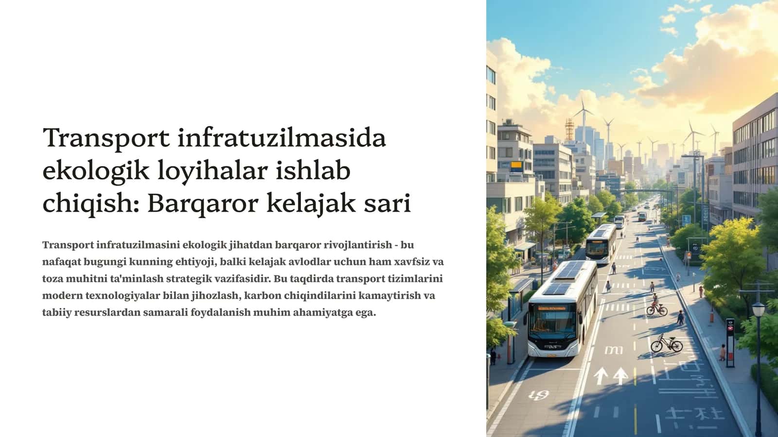 Transport infratuzilmasida ekologik loyihalar ishlab chiqish 1