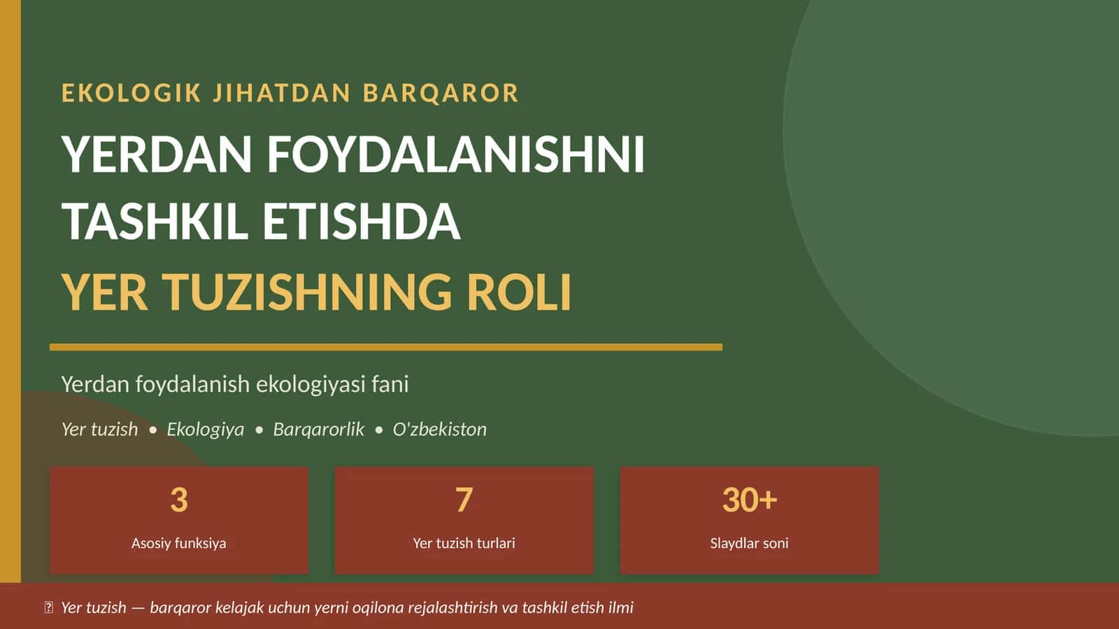 EKOLOGIK JIHATDAN BARQAROR YERDAN FOYDALANISHNI TASHKIL ETISHDA YER TUZISHNING ROLI 1