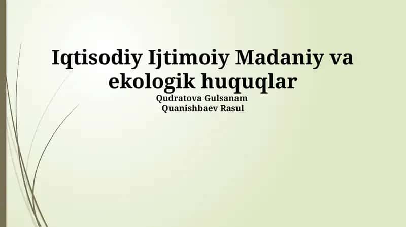 Iqtisodiy Ijtimoiy Madaniy va Ekologik Huquqlar 1