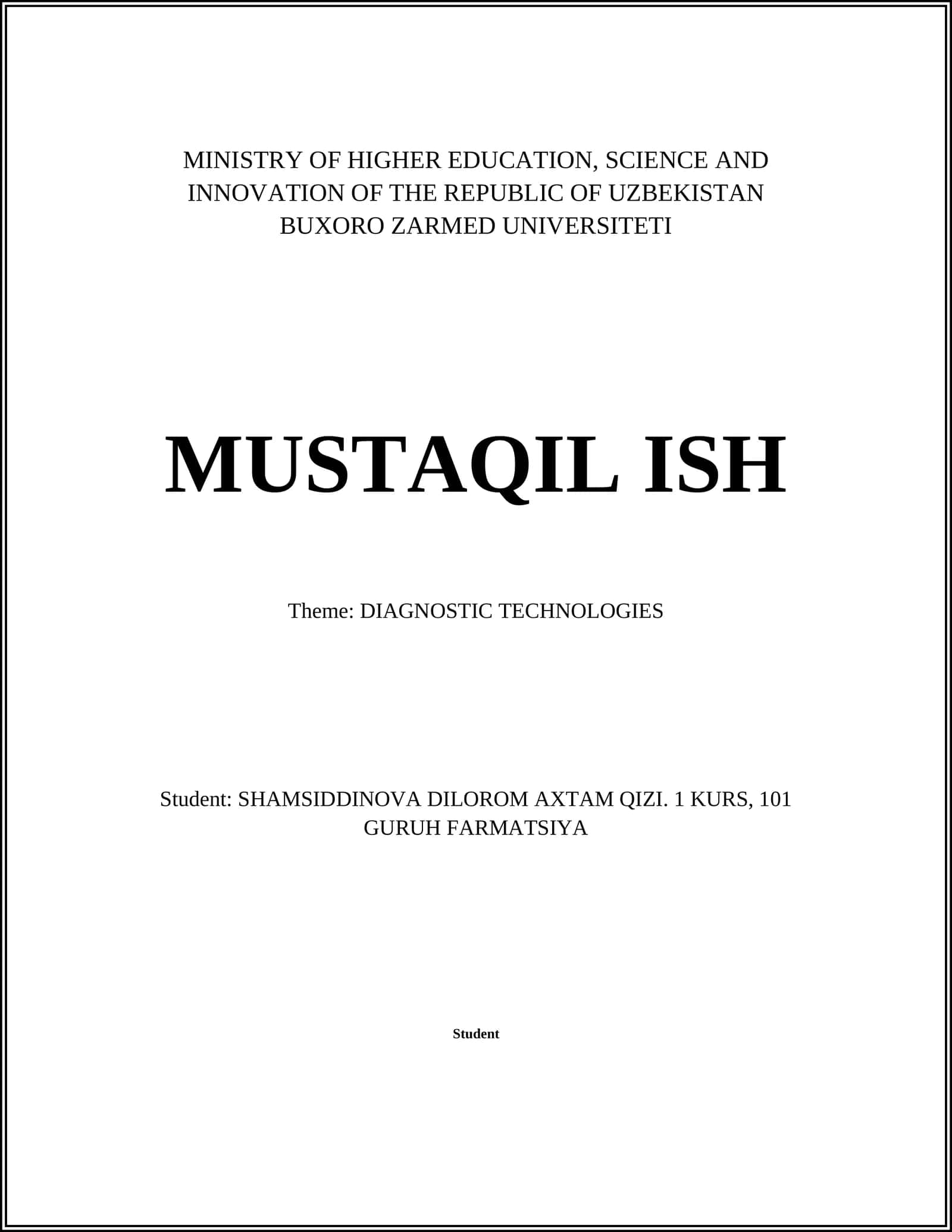 DIAGNOSTIC TECHNOLOGIES 1