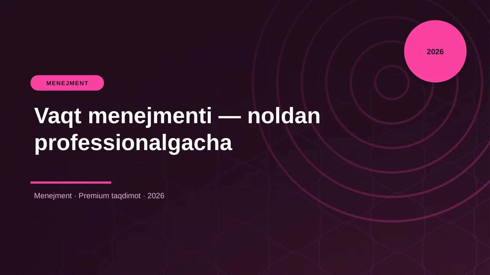 Vaqt menejmenti — noldan professionalgacha 1