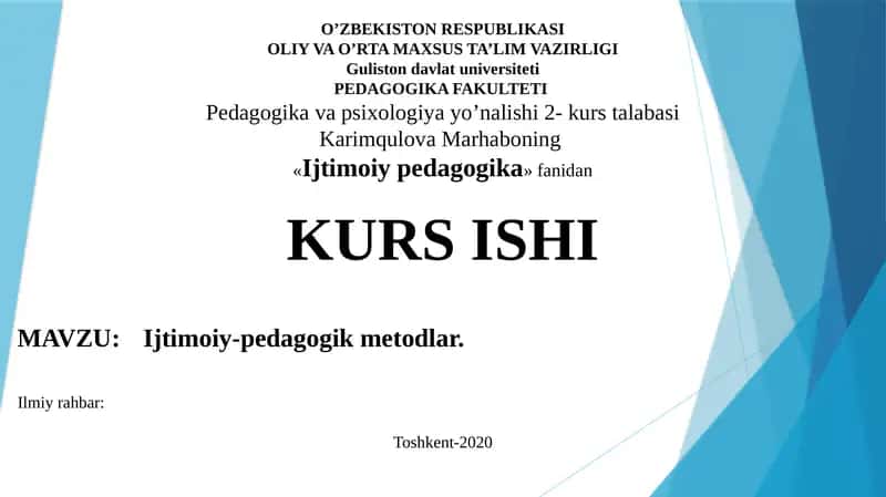 Ijtimoiy-pedagogik metodlar 1