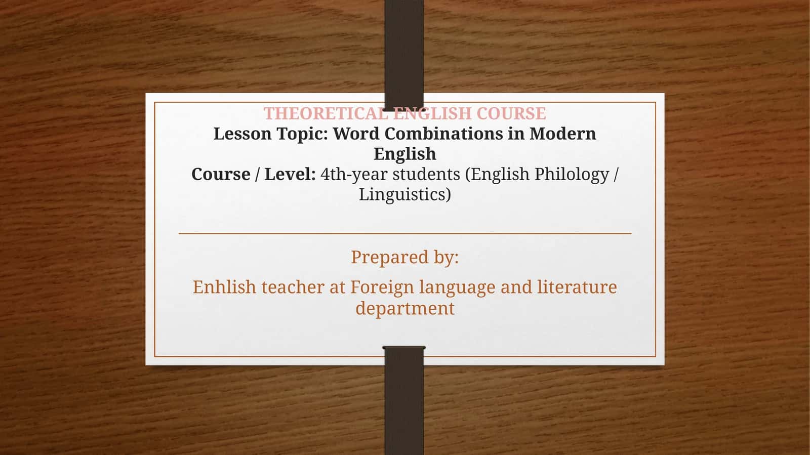 THEORETICAL ENGLISH COURSE 1