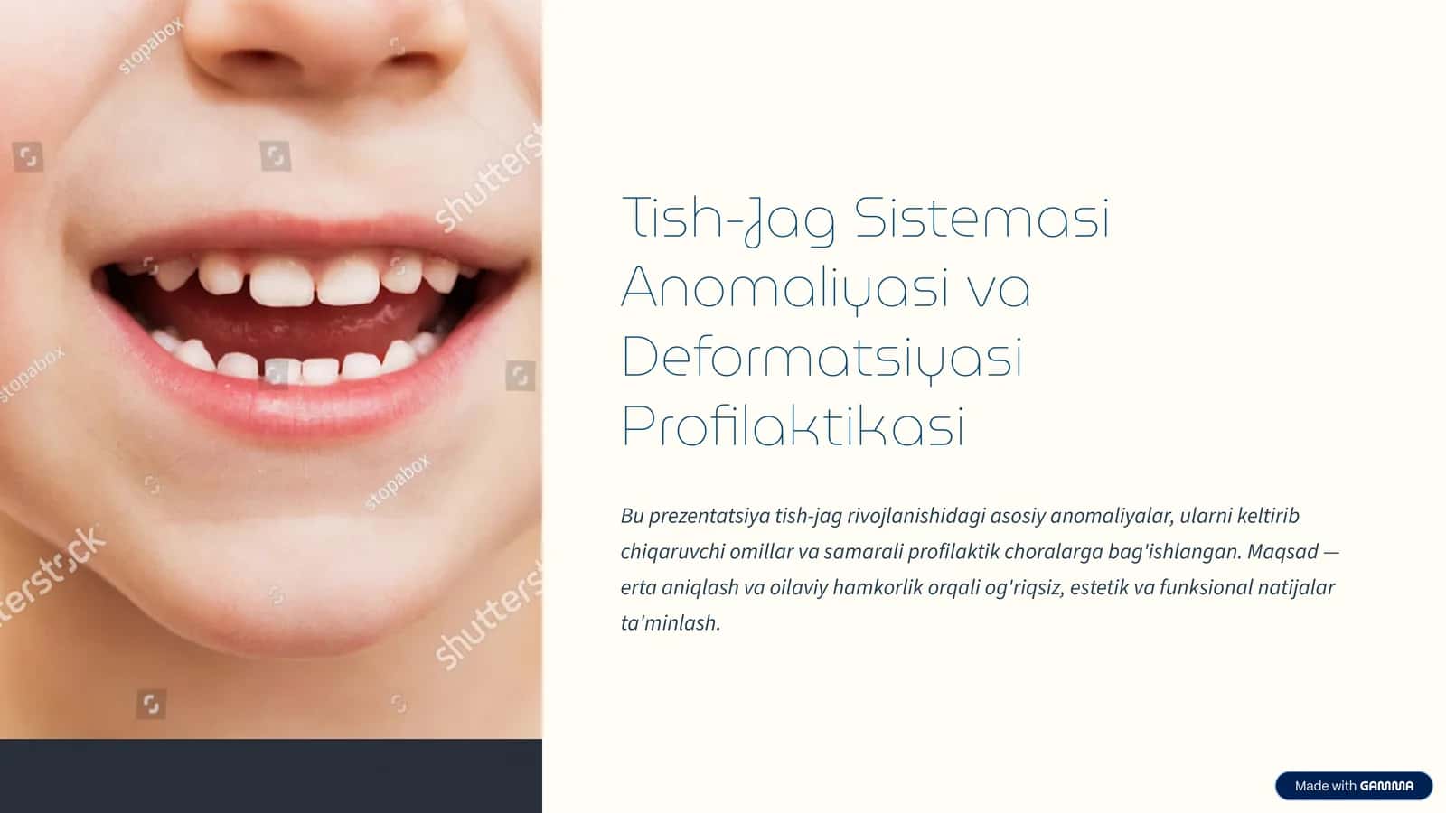 Tish-Jag Sistemasi Anomaliyasi va Deformatsiyasi Profilaktikasi 1