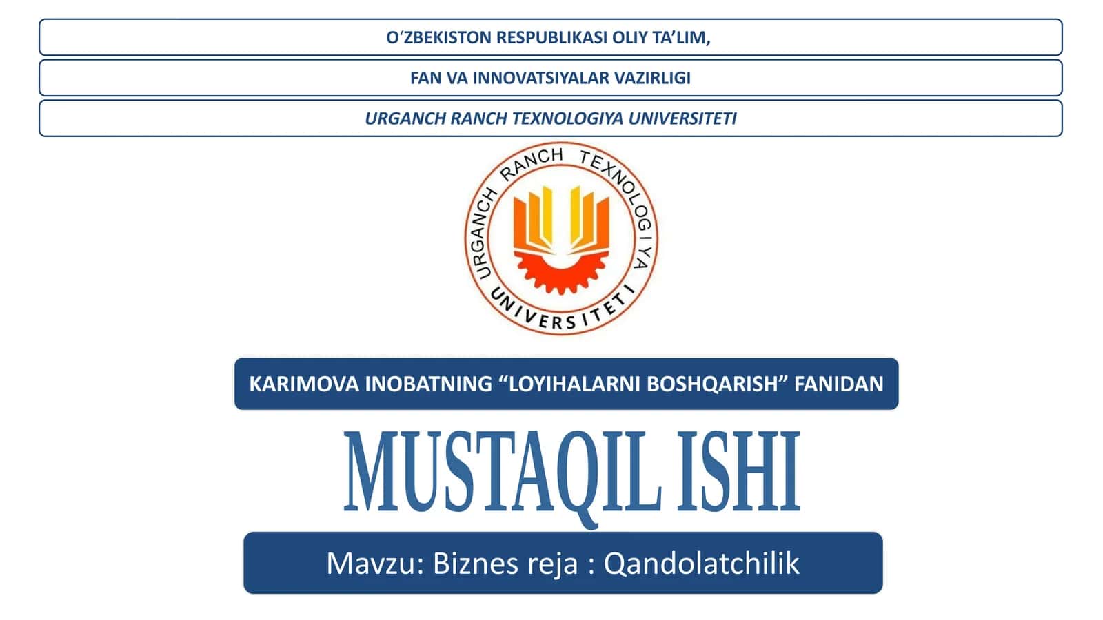 Qandolatchilik biznesi oziq-ovqat sanoati 1