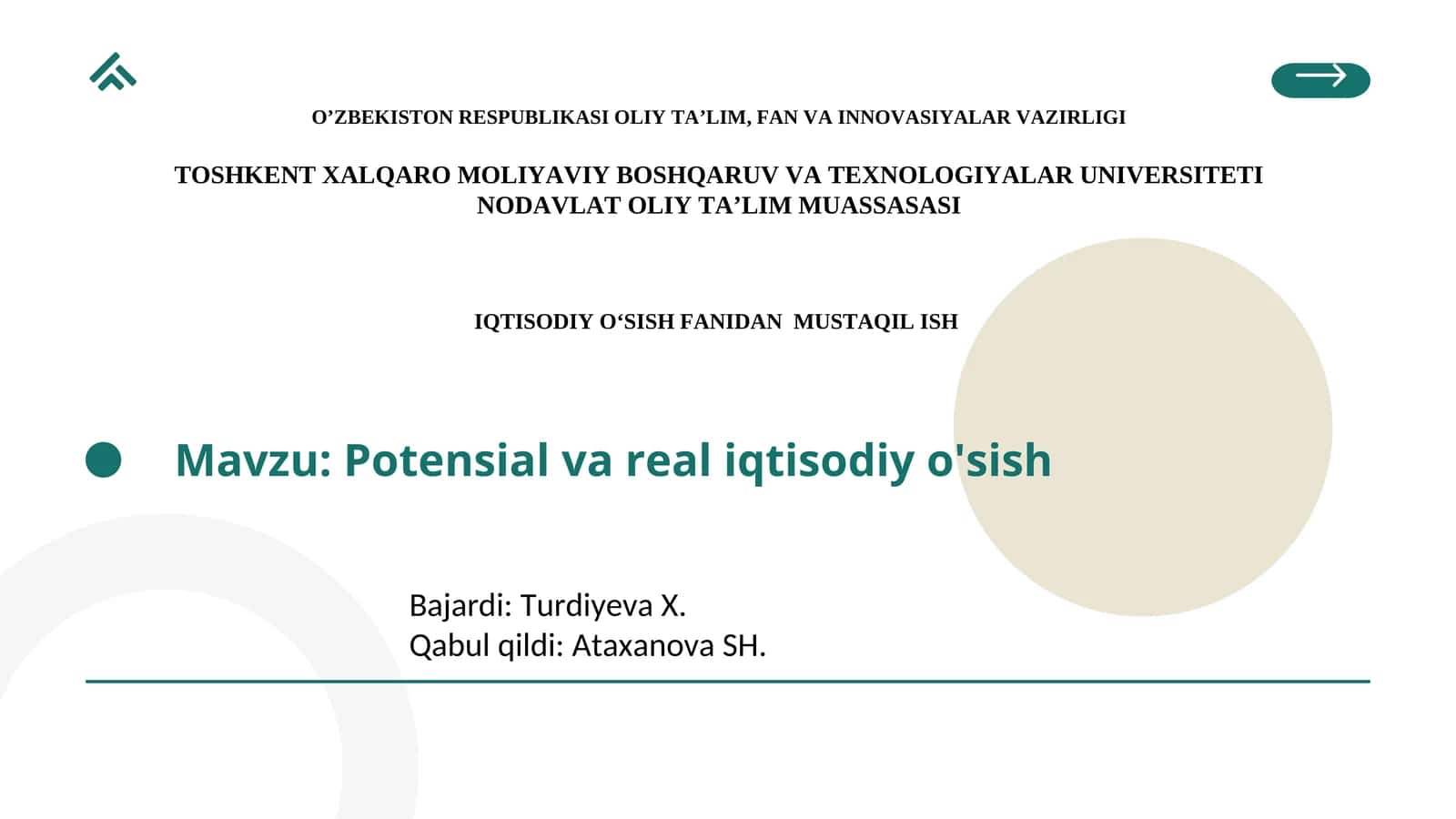 Potensial va real iqtisodiy o'sish 1