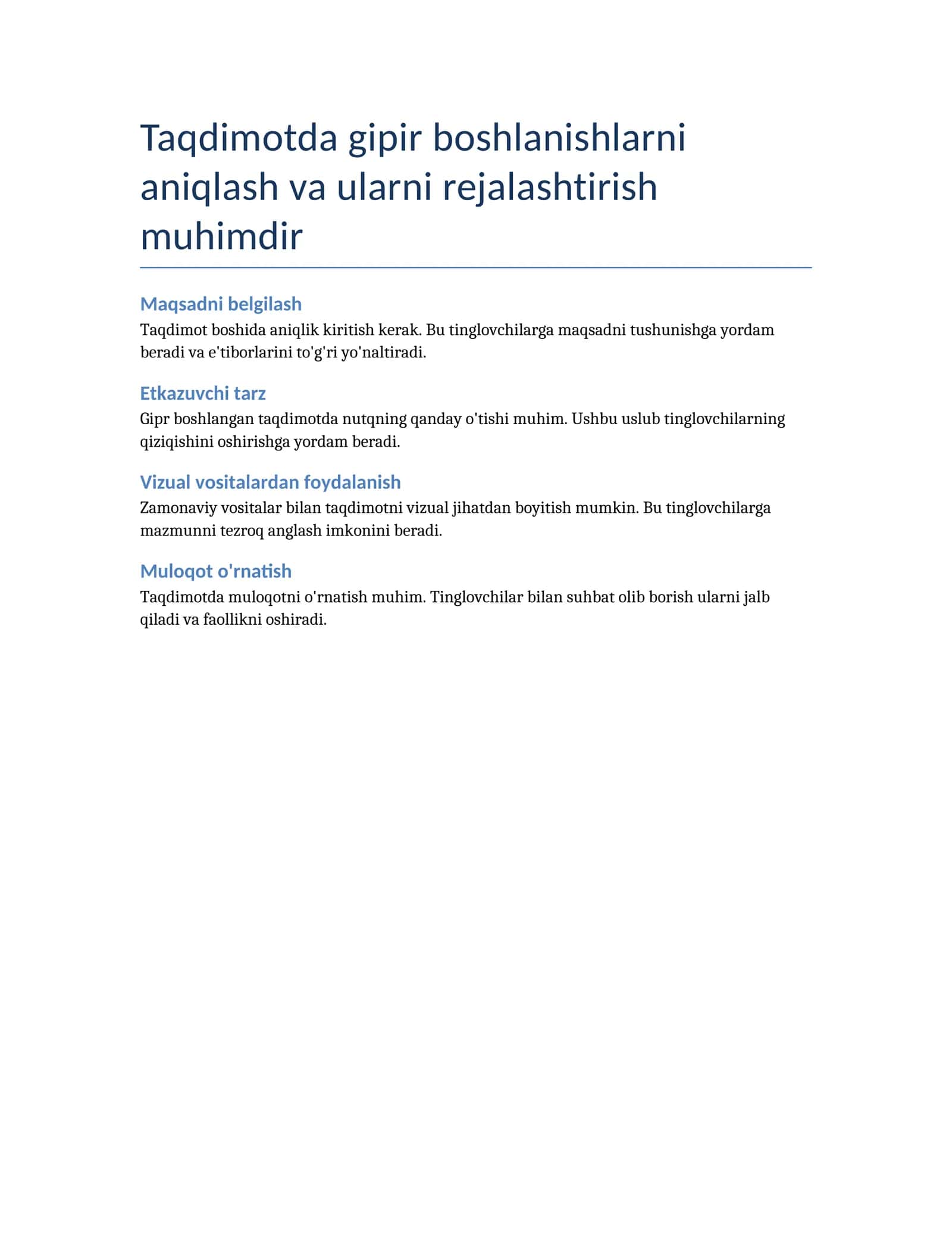 Taqdimot boshlanishlari 1