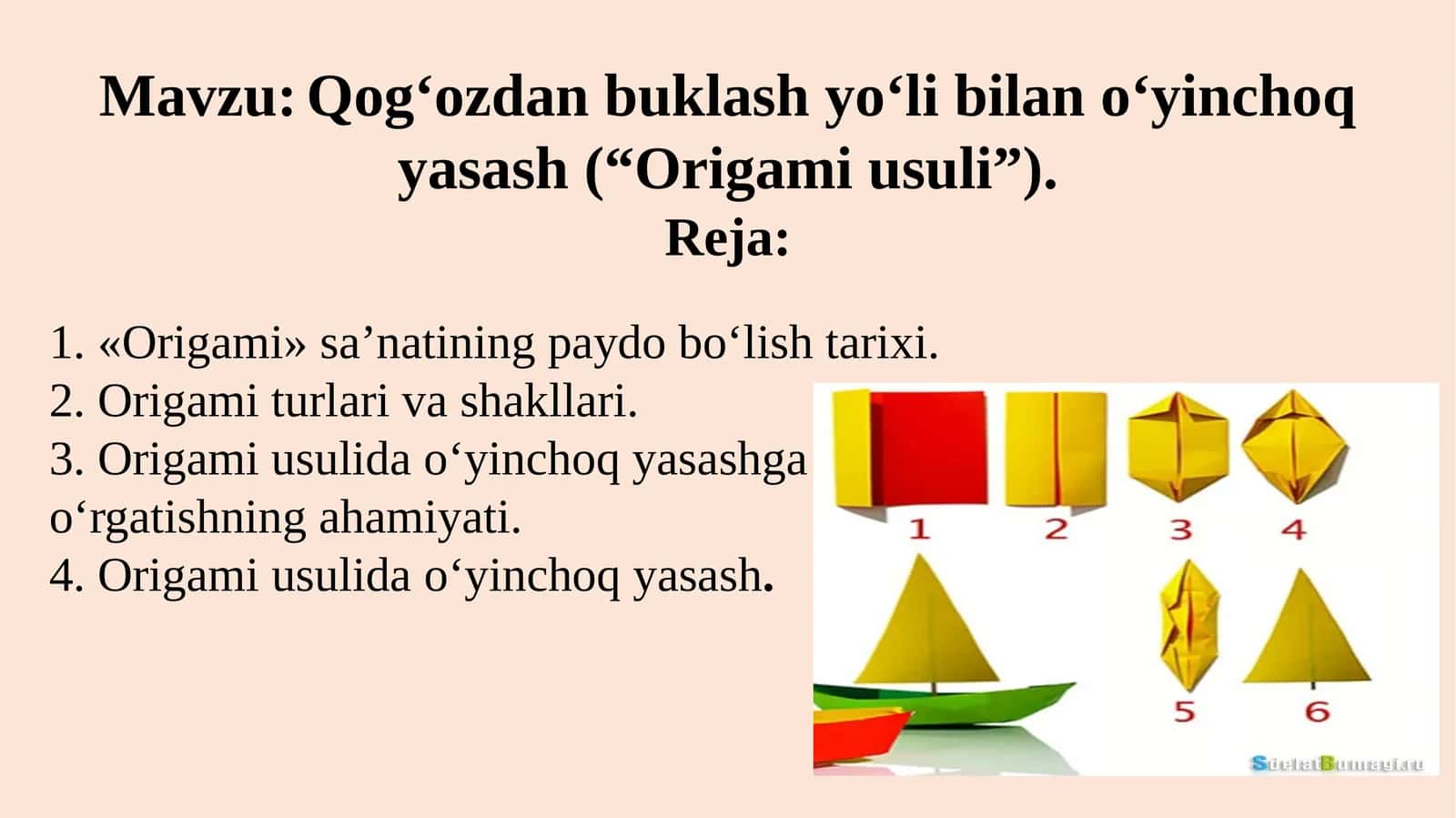 Qog‘ozdan buklash yo‘li bilan o‘yinchoq yasash (“Origami usuli”) 1
