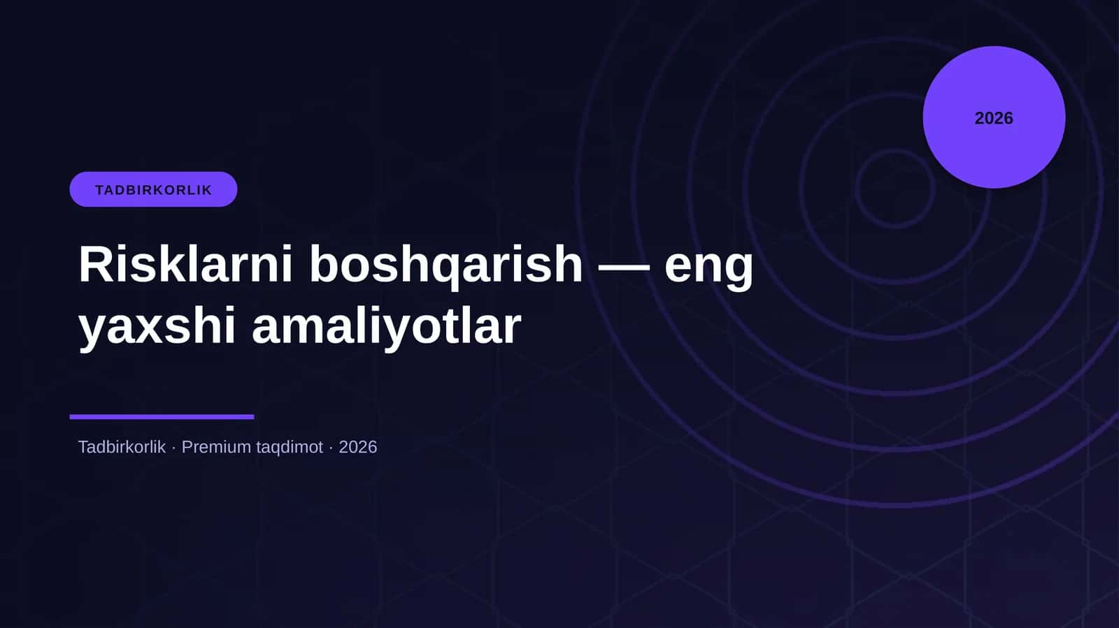 Risklarni boshqarish — eng yaxshi amaliyotlar 1