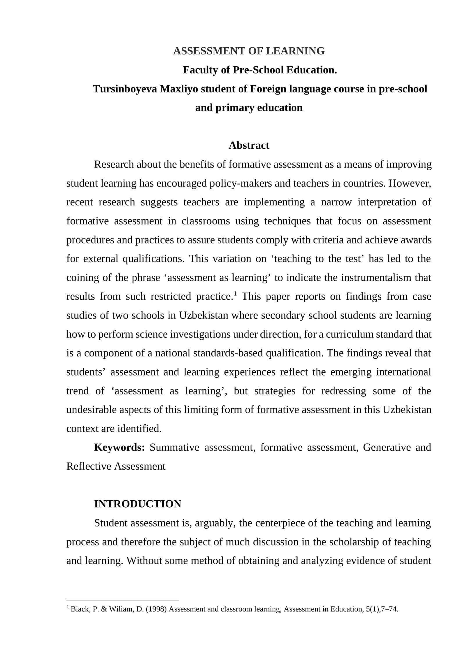 Faculty of Pre-School Education 1