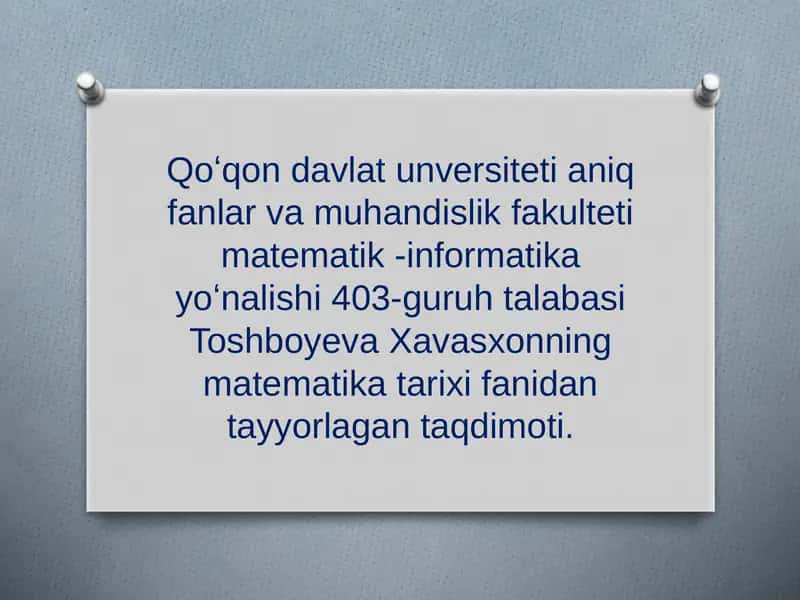 Eyler hayoti va ijodi. Funksiya tushunchasining rivojlanishi. Matematikaning yangi bilimlarining paydo bo‘lishi va rivojlanishi 1