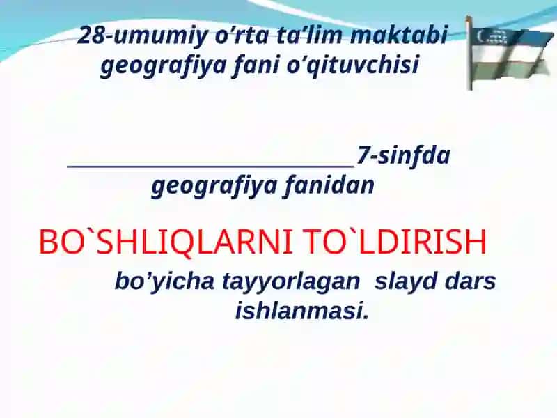 BO`SHLIQLARNI TO`LDIRISH 1