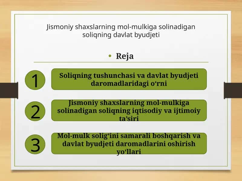 Soliqning tushunchasi va davlat byudjeti daromadlaridagi o‘rni 1
