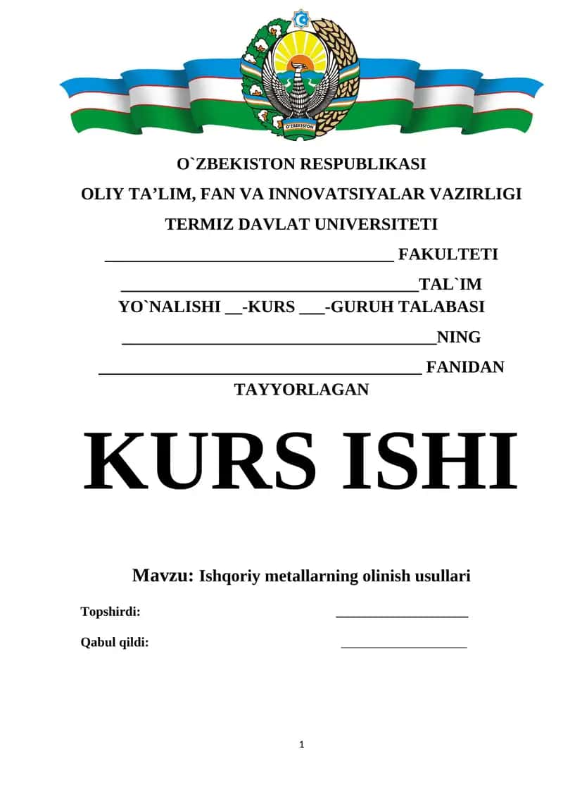 Ishqoriy metallarning olinish usullari 1