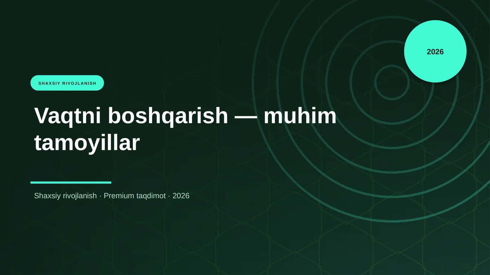 Vaqtni boshqarish — muhim tamoyillar 1