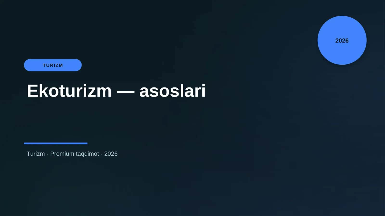 Ekoturizm — asoslari 1