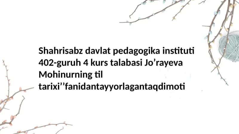 Mohinurning til tarixi fanidan tayyorlangan taqdimoti 1