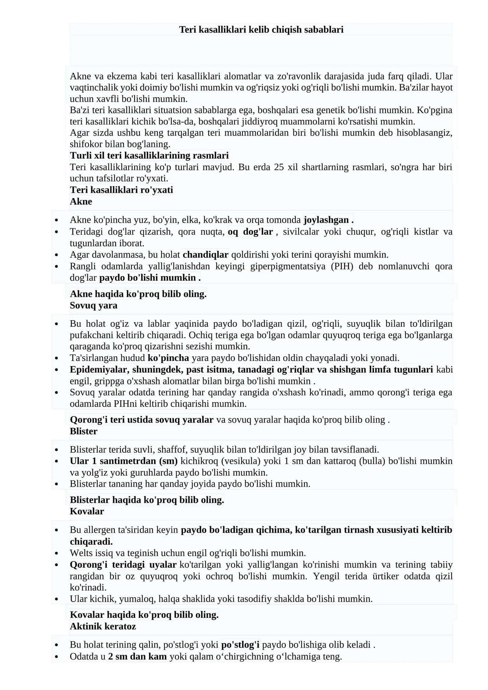 Teri kasalliklari kelib chiqish sabablari 1