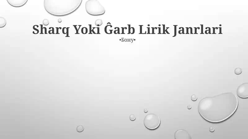 Sharq Yoki Ĝarb Lirik Janrlari 1
