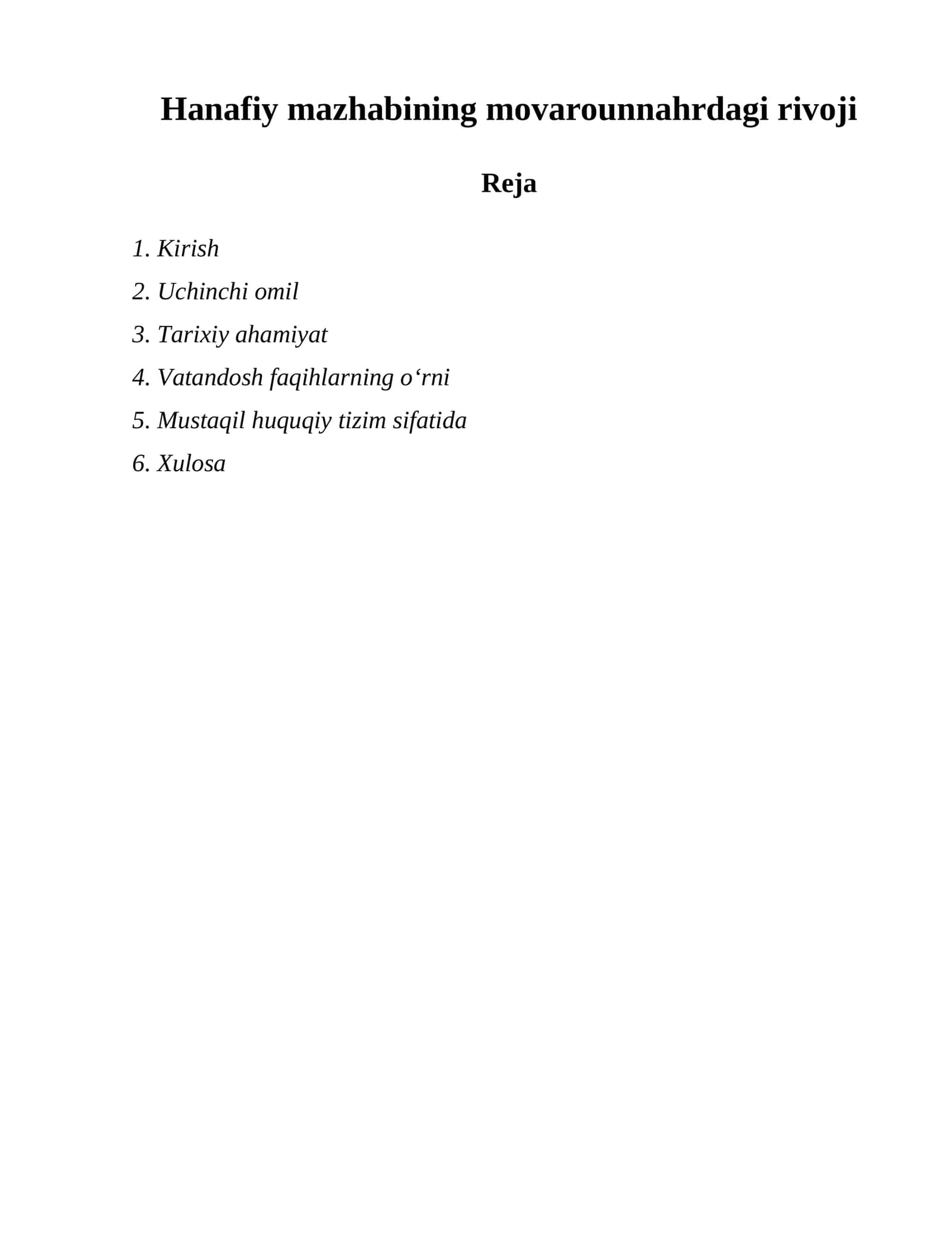 Hanafiy mazhabining movarounnahrdagi rivoji 1
