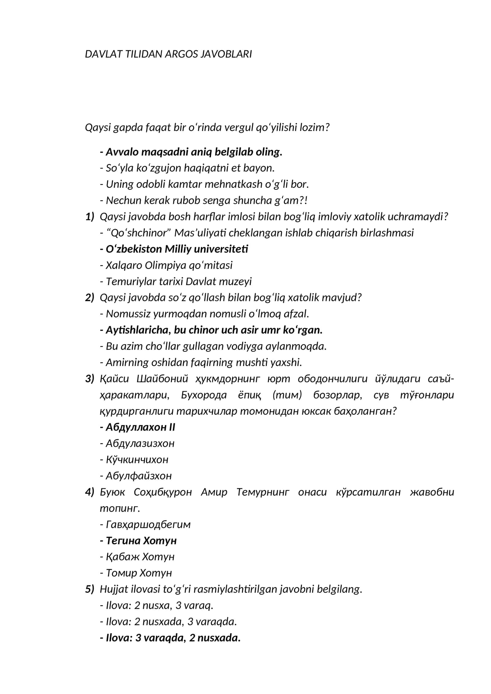 DAVLAT TILIDAN ARGOS JAVOBLARI 1