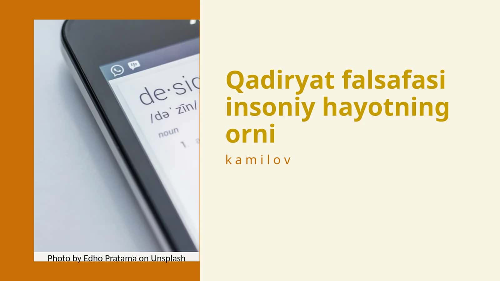Qadiryat Falsafasi 1